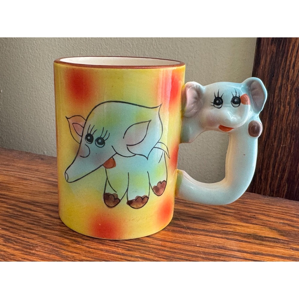 Vintage Ceramic Elephant Coffee Mug | Kitschy Childs Elephant Mug Cup